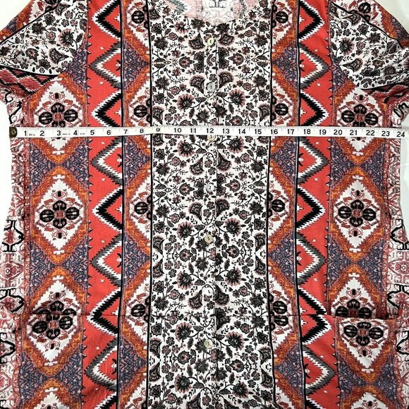 LOGO By Lori Goldstein woman size XL Cotton Modal Button Front Tunic Top - Picture 6 of 8